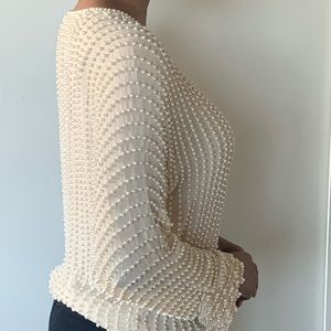 Vintage pearl top long sleeve shirt o/s